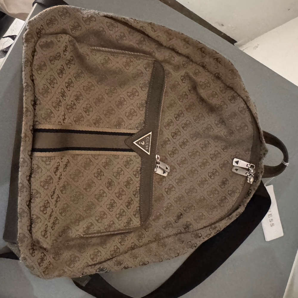 GUESS Brown Monogram Backpack